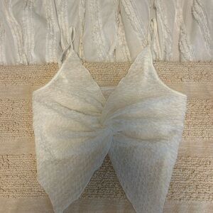 Cream Twist-Front Lace Cami Top